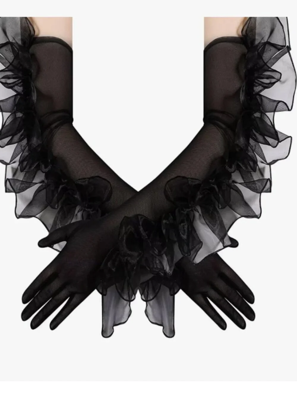 Women's Long Puffy Oversize Ruffle Gloves